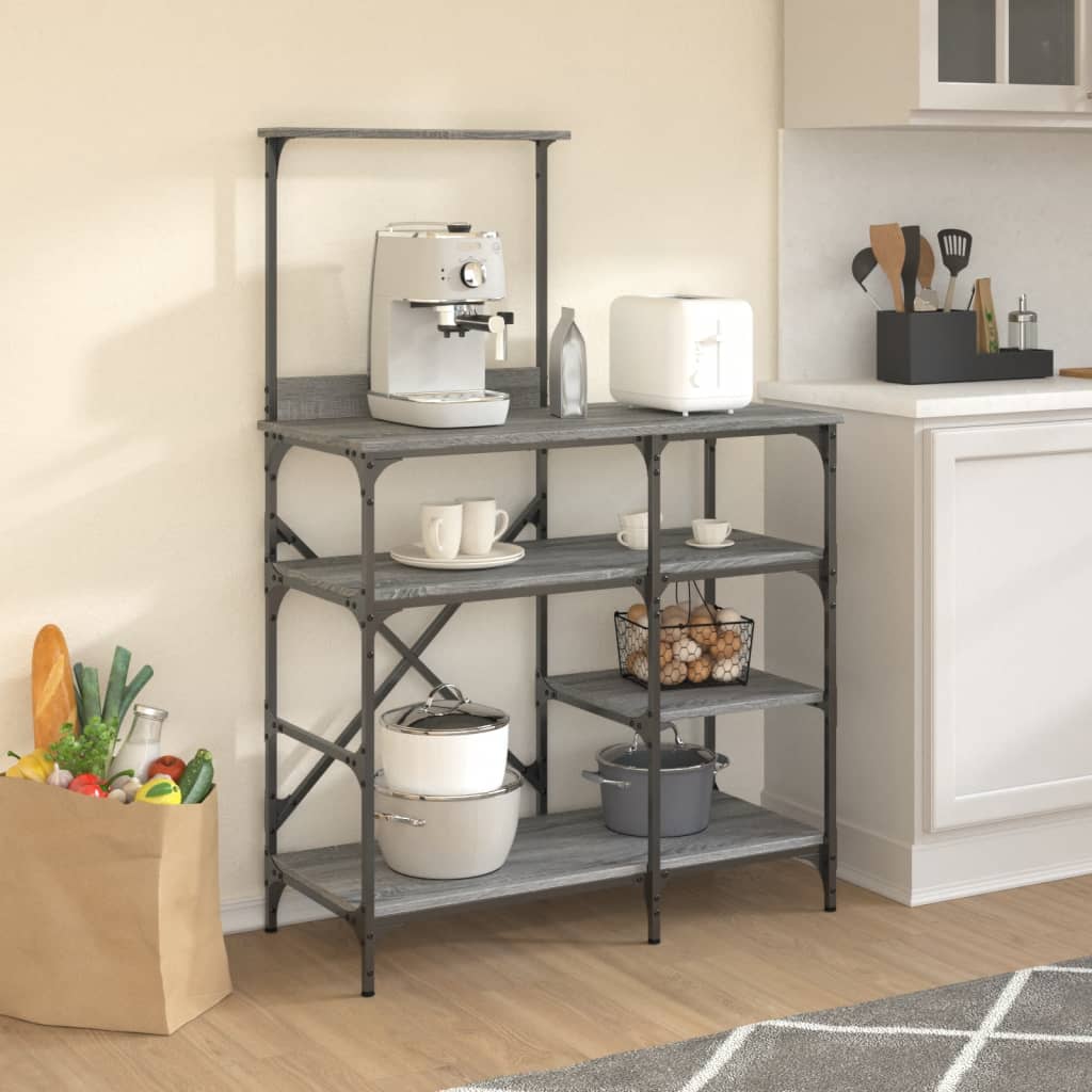 Baker s Shelf Gray Sonoma 90 x 40 x 132 cm Particleboard and Metal
