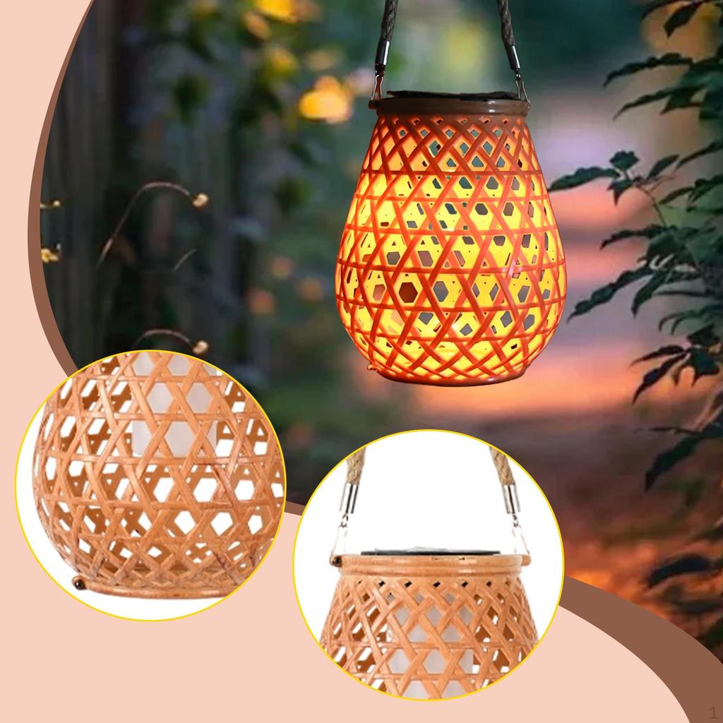Solar Light Handwoven Hanging Lantern Outdoor for Landscape Fence Lawn