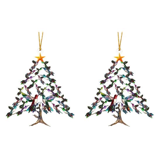 Колибри Рождественское украшение Красочный Стек Птица Подвесное украшение Двустороннее Акриловое Украшение на елку для Любителей птиц Подарки