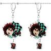 Keychain Pendant Anime Demon Slayer Kimetsu No Yaiba Kamado Tanjirou Double Sided HD Bag Pendant Gift For Fans Cosplay Props Jewelry Gift