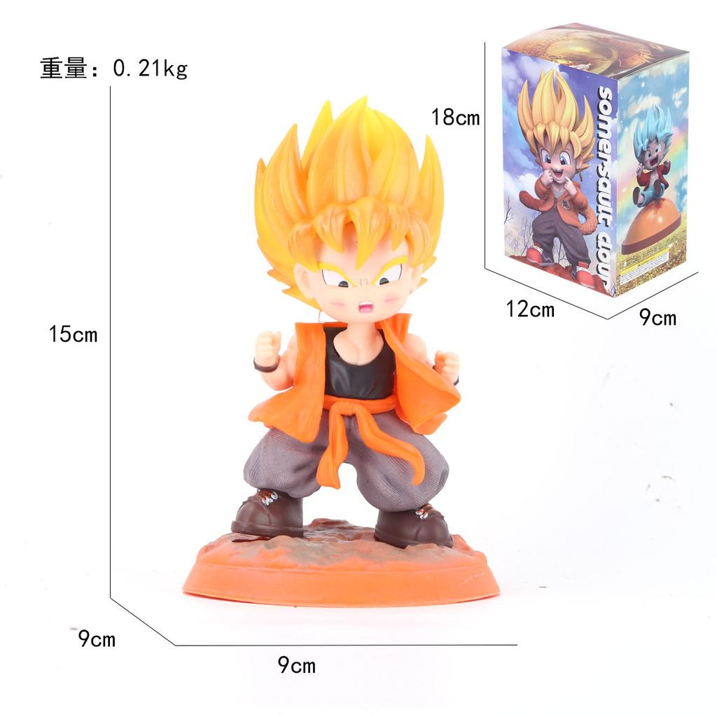Аниме Персонажи Dragon Ball Гоку Супер Сайян Фигурка ПВХ Q Версия Статуэтка Аниме Манга Коллекция Фигурок Украшения Модель Игрушки