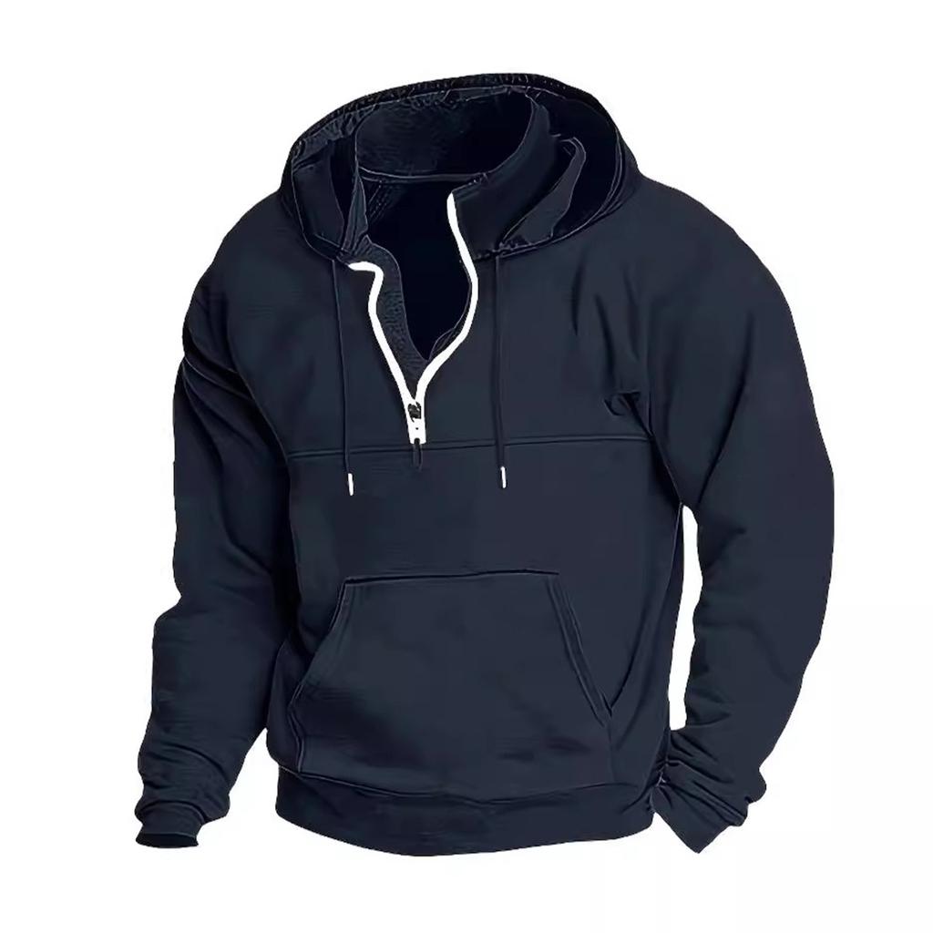 Fashion Hoodie Men's Stand Up Collar Zipper Hooded Sports And Casual Hoodie