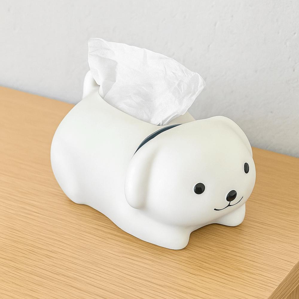 Anti Drop Little Dog Tissue Storage Box Figure Model Little White Dog Model Toy  Birthday Gift