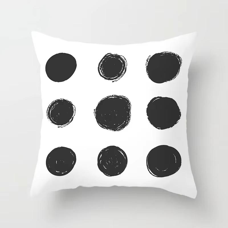 Double Sided Black White Geometric Pillowcase Polyester Striped Cushion Cover for Sofa Living Room and Modern Home Decor