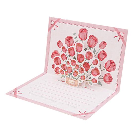 Pop-Up Greeting Card 3D Flower Bouquet Card Handmade Rose Sunflower Tulip Gift Card for Mother's Day Graduation Anniversary