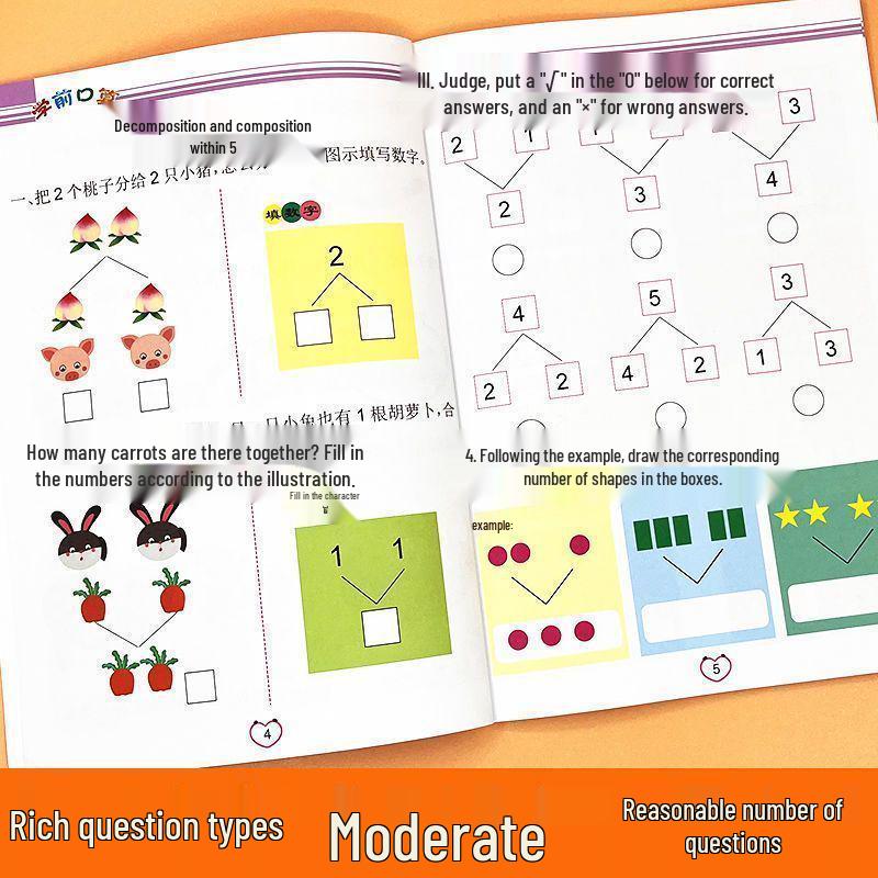 Comprehensive Preschool to Primary Transition: Characters, Math, Pinyin, Storytelling, Reading, and School Readiness Textbooks for Kids