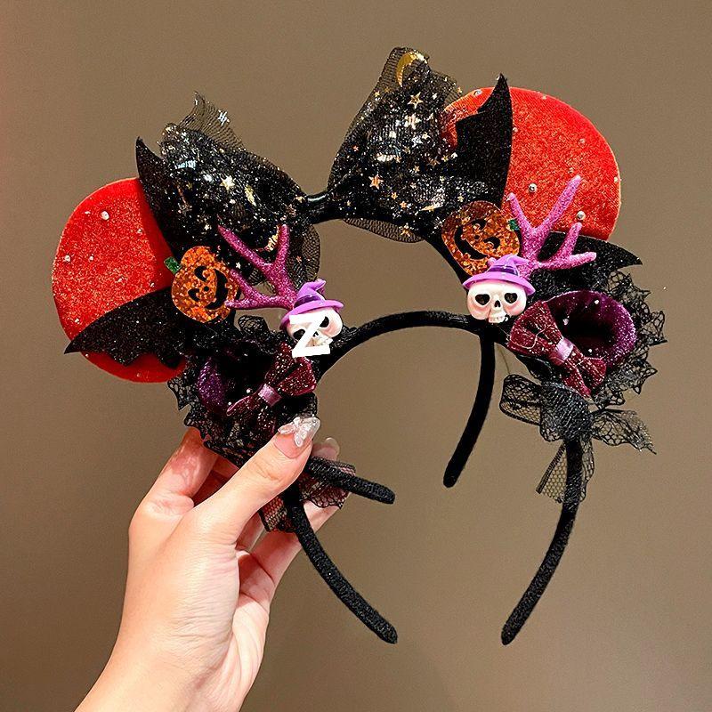 Halloween Witch Headband: Ghost Festival Dark Party Decoration with Skull, Pumpkin, and Funny Lace Bow Antlers Hair Accessories