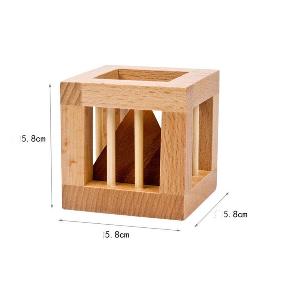Triangle Wooden Brain Teaser Puzzle Cage Unlock Cage Apart Triangle Luban Lock Adult Kids Toys