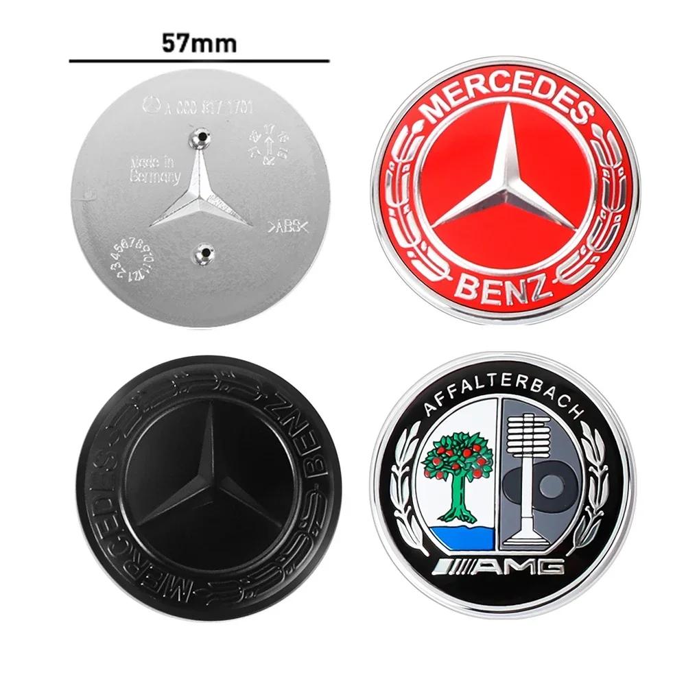 Car Sticker 57mm Car Front Hood Emblem Badge For Mercedes Benz AMG W203 W204 W210 W211 W212 W220 A0008171701 Bonnet 2 Pins Decor