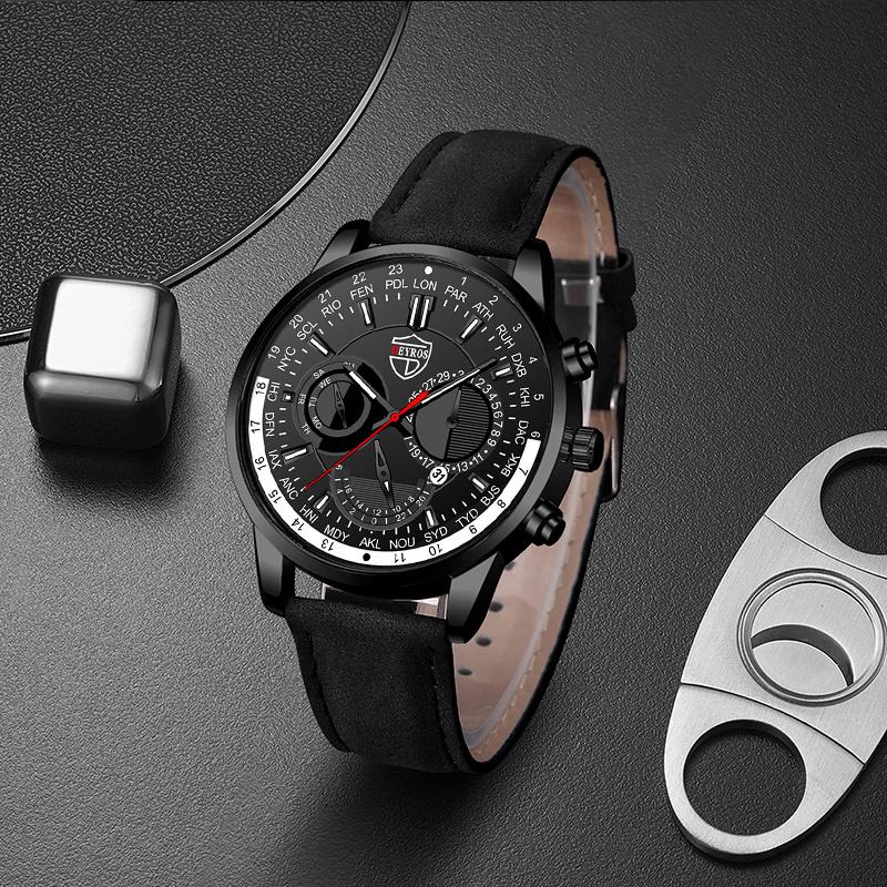 Модные мужские часы класса люкс для мужчин, деловые кожаные кварцевые наручные часы, мужские повседневные спортивные часы с браслетом и светящимися часами