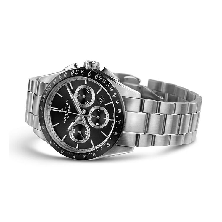 Hamilton Sir Khaki Aviation Series Mechanical Chronograph Watch 42mm Black Dial Stainless Steel Case Stainless Steel Bracelet Men watches H36606130
