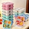 2 шт. ланч-боксы bento с 4 отделениями и крышками, пригодны для микроволновой печи и посудомоечной машины, 4 цвета, идеально подходят для приготовления еды, офиса, кемпинга и школы