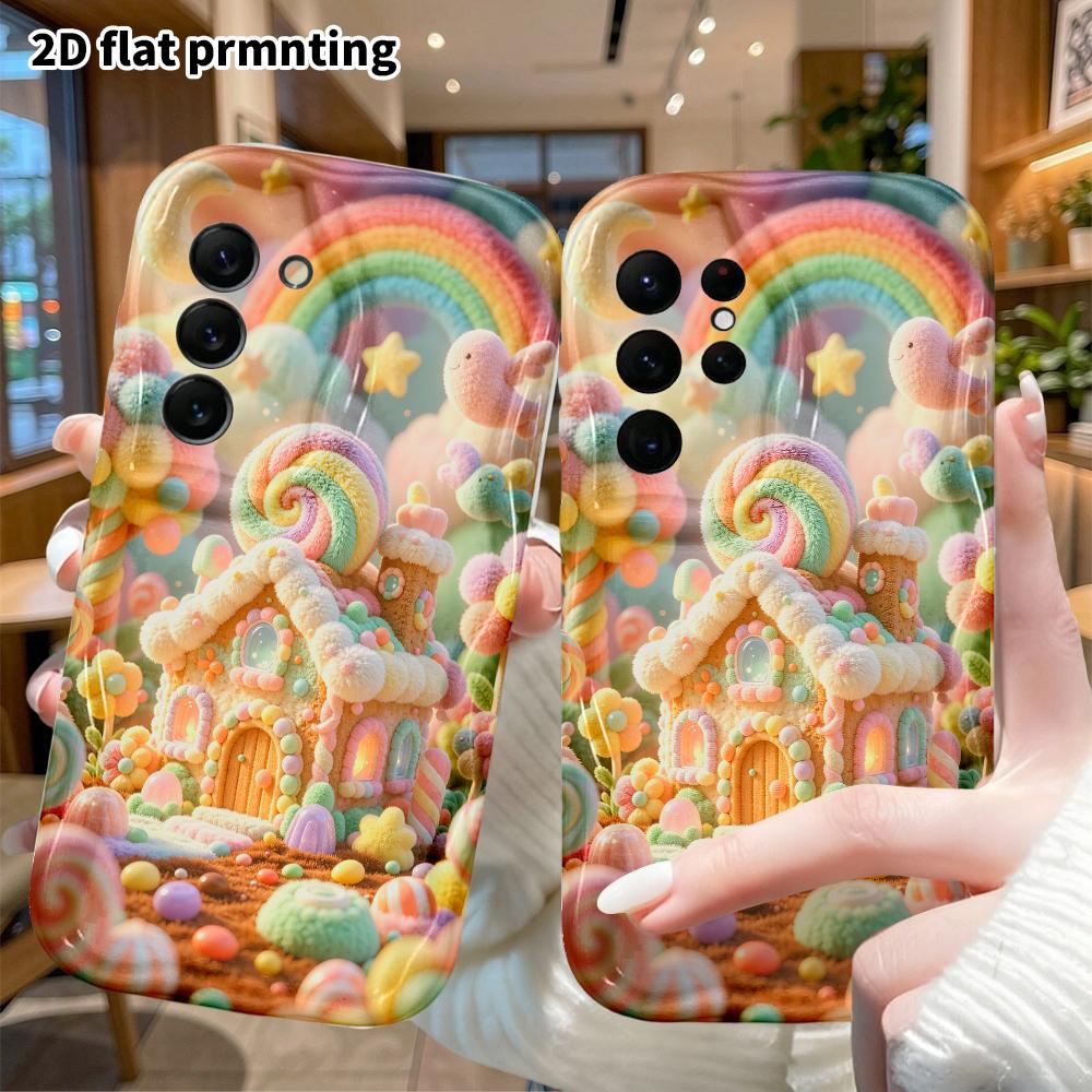 Phone Case: 2D flat, suitable for Samsung Galaxy A34 A35 M05 M06 S20 S22 S21 FE Plus 5G protective case, candy gingerbread house, perfect Christmas an