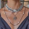 Нержавеющая Сталь Чеканный Спиральный Солнечный Кулон Ожерелье 18K Золото PVD Покрытие Водонепроницаемое Украшение Подарок Повседневное Гипоаллергенное