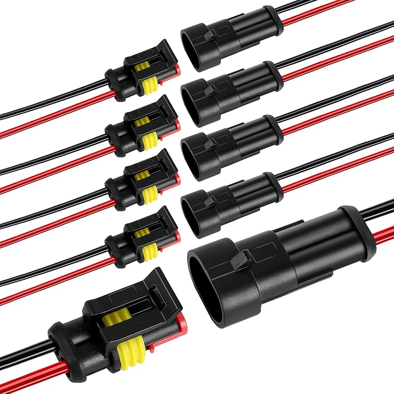 Водонепроницаемый 2-контактный разъем, 18AWG 10см штекерный и гнездовой разъем для проводов, подходит для автомобиля, грузовика, лодки и различных применений (5 шт.)