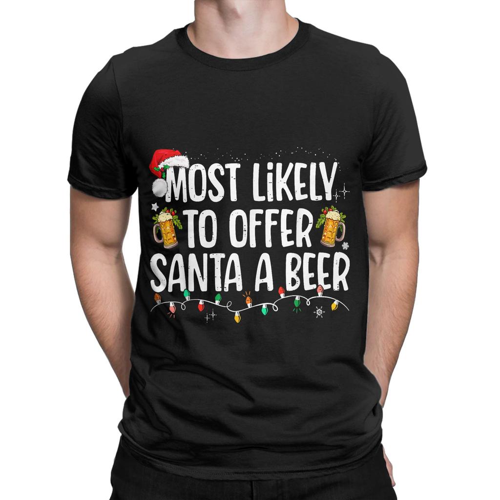 Funny Christmas and beer T-Shirts Men O Neck 100% Cotton T Shirts Short Sleeve Tees Summer Clothes