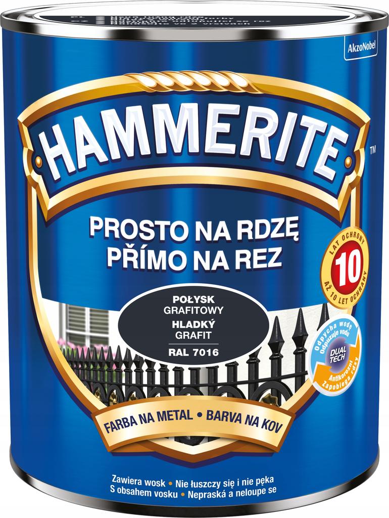 Hammerite Prosto Na Rdzę Farba Do Metalu Grafitowy Połysk 0,7L
