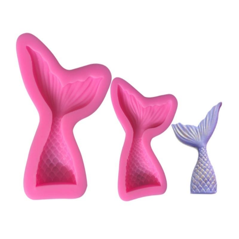 2 Pcs Mermaid Tail Liquid Silicone Fondant Cake Mold DIY Creative Silicone Baking Mold Chocolate Mol