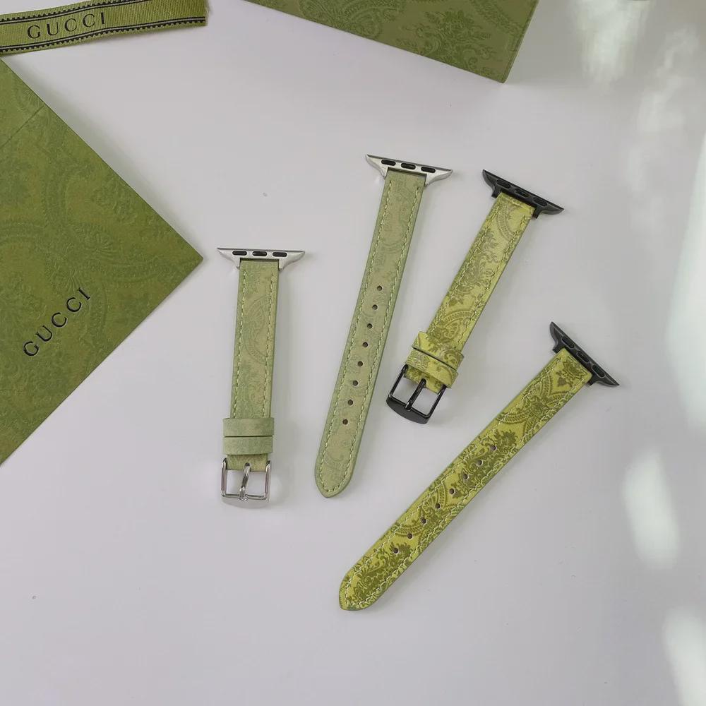Зеленый кожаный ремешок для Apple Watch 8/7/SE/6/5/4