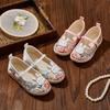 Вышитые туфли для девочек, китайские туфли принцессы в старинном китайском стиле для выступлений в стиле ханьфу, модные милые детские туфли на плоской подошве в этническом стиле