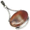 Pendant Banded Agate Gemstone Gift For Her Silver Jewelry 2.5"