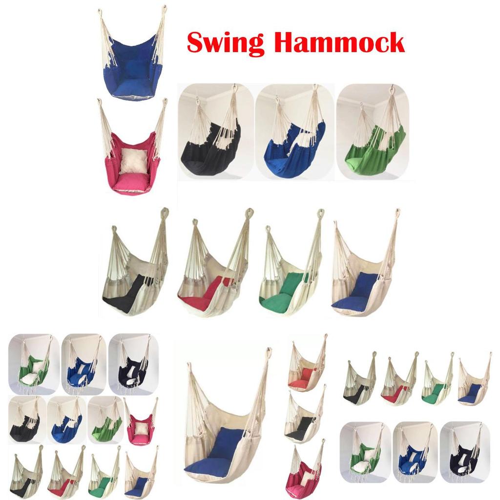 Стильное подвесное кресло-гамак для отдыха на открытом воздухе с мягкими подушками и прочными веревками