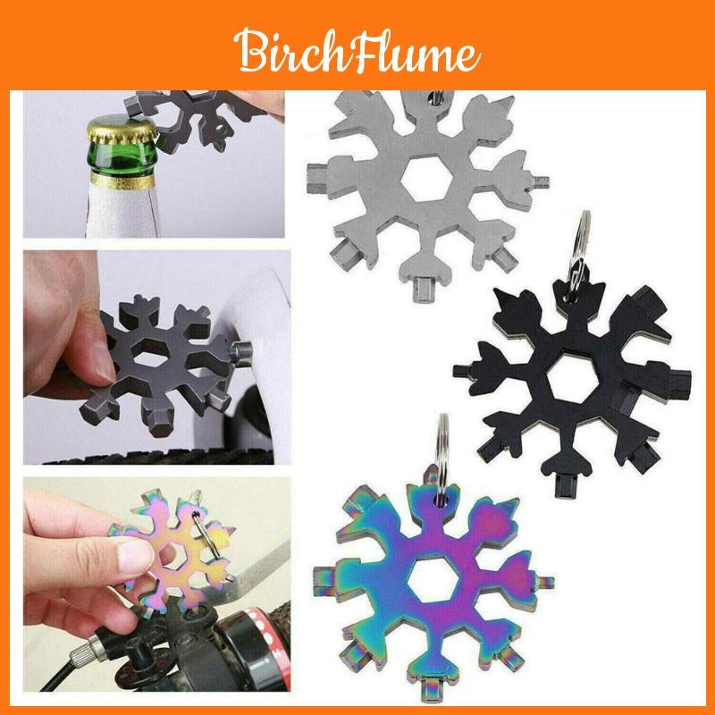 Versatile 18 In 1 Portable Snowflake Multi Tool With Stainless Steel Screwdriver Key Chain