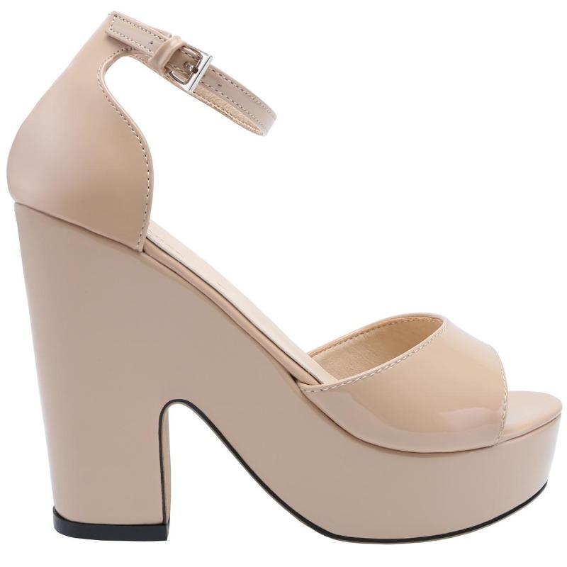 Женские сандалии, летние пикантные сандалии из флока на платформе с открытым носком и пряжкой на ремешке, черные вечерние красные свадебные туфли на высоком каблуке