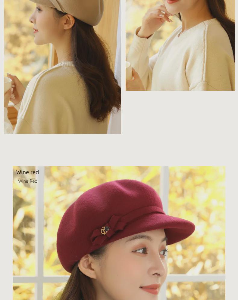 Женский берет в корейском стиле: Шляпа художника из шерстяного фетра на осень/зиму — повседневный газетчик и восьмиугольный дизайн в британском стиле