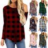 Women's Fashion Casual Round Neck Printed Long Sleeve Irregular T-shirt Top