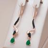 Серьги-подвески в виде змеи из черного циркония, серьги из зеленого циркония с черным покрытием для женщин, индивидуальные украшения, аксессуары для вечеринок и повседневных подарков