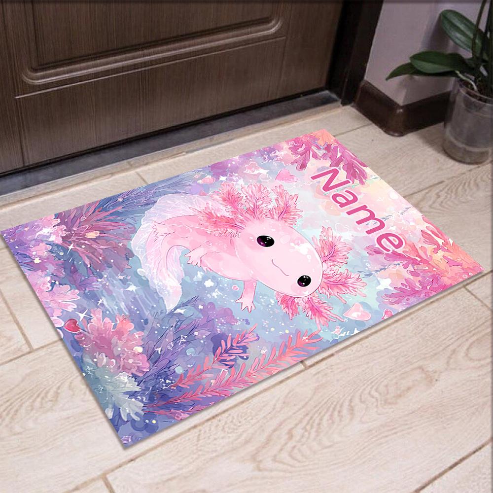 Custom Name Axolotl Printed Carpet,Rug for Office Chair Living Room Bedroom Kitchen Room Decor Gifts.