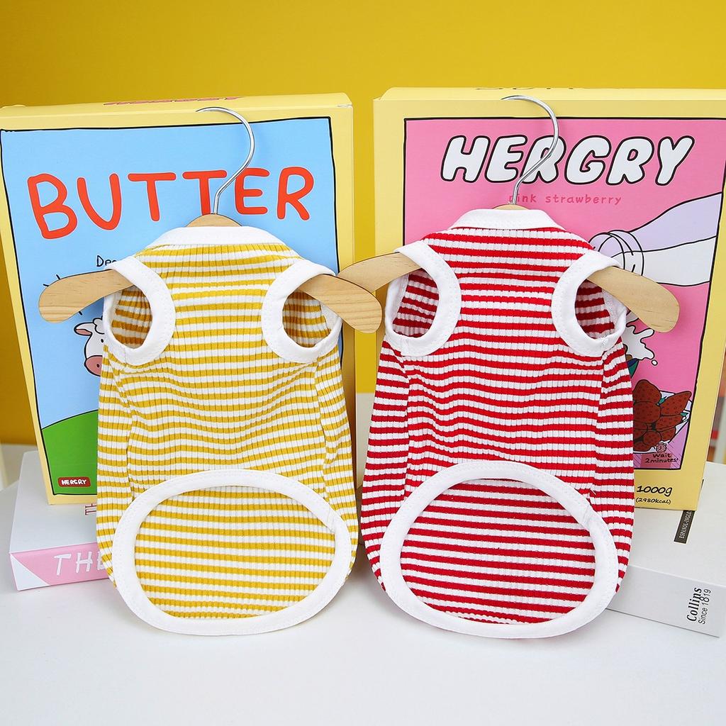 Spring and Summer 2023 Pet Clothes Puppy Clothing Teddy Clothes Vest Striped Vest Pet Clothing