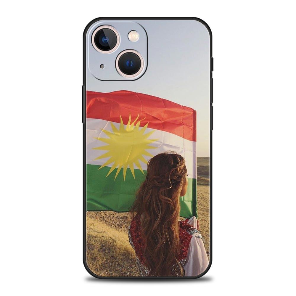 Чехол для телефона с флагом Курдистана для iPhone 16 15 14 11 Pro Max 12 13 7 8 Plus X XR XS SE 2020 Мягкий черный чехол