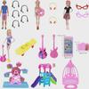 Barbie Doll Playset: Headphones, Cradle Bed, Camera, Skateboard for 26-30cm Dolls