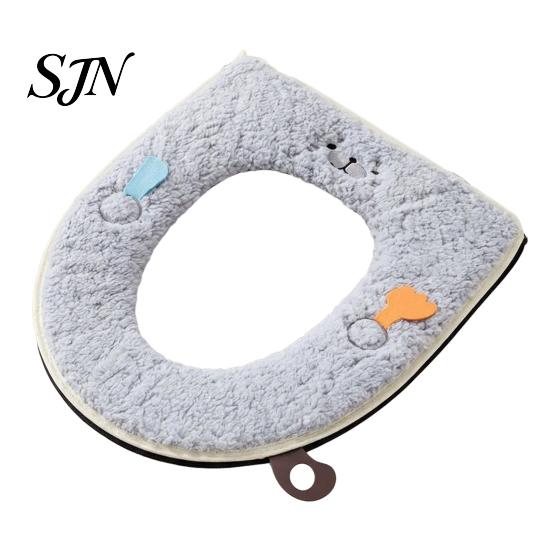 Soft Plush Bathroom Toilet Seat Cover Cover, Thick Washable Pad with Zipper And O-shaped Cushion Handle, Warm Skin-Friendly for O-Shaped U-Shaped