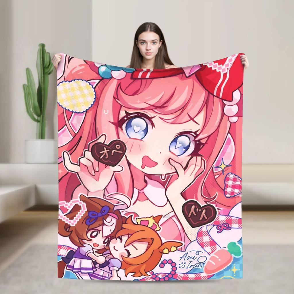 Umamusume Pretty Derby Mejiro Blanket Fleece Autumn/Winter  Portable Lightweight Throw Blanket for Bed Bedroom Rug Piece