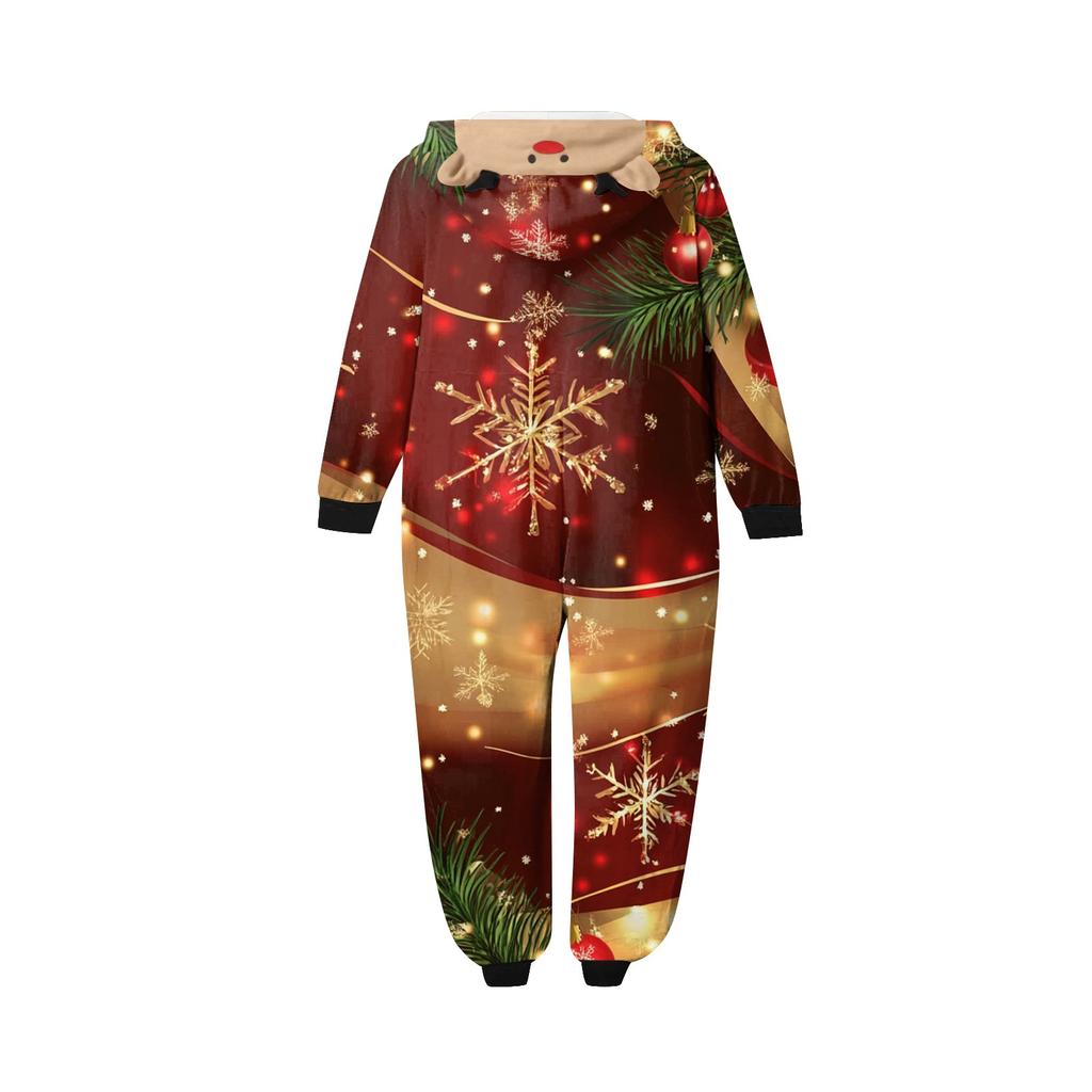 Комплект комбинезона на молнии с капюшоном и длинными рукавами для всей семьи с рождественским принтом