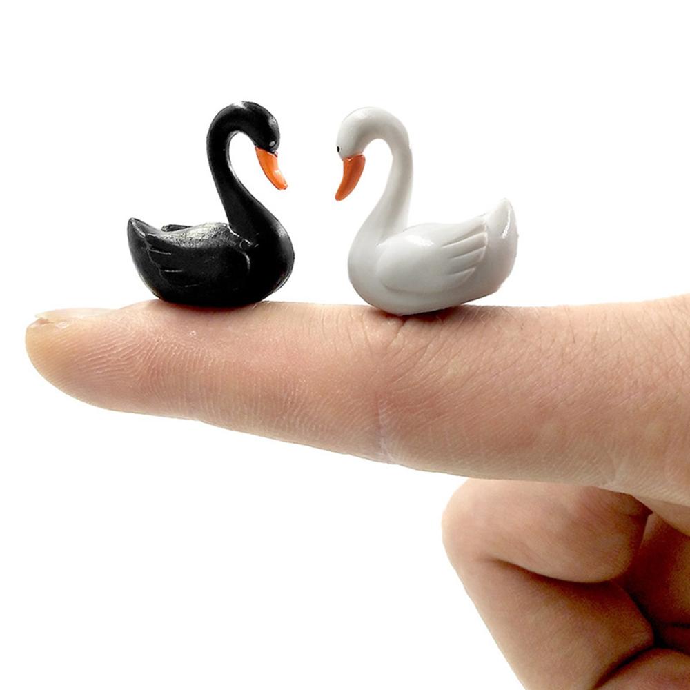 Mini Bonsai Lover Birds Ornaments Animals Statue Love Ducks Figurine Black White Swan Miniature
