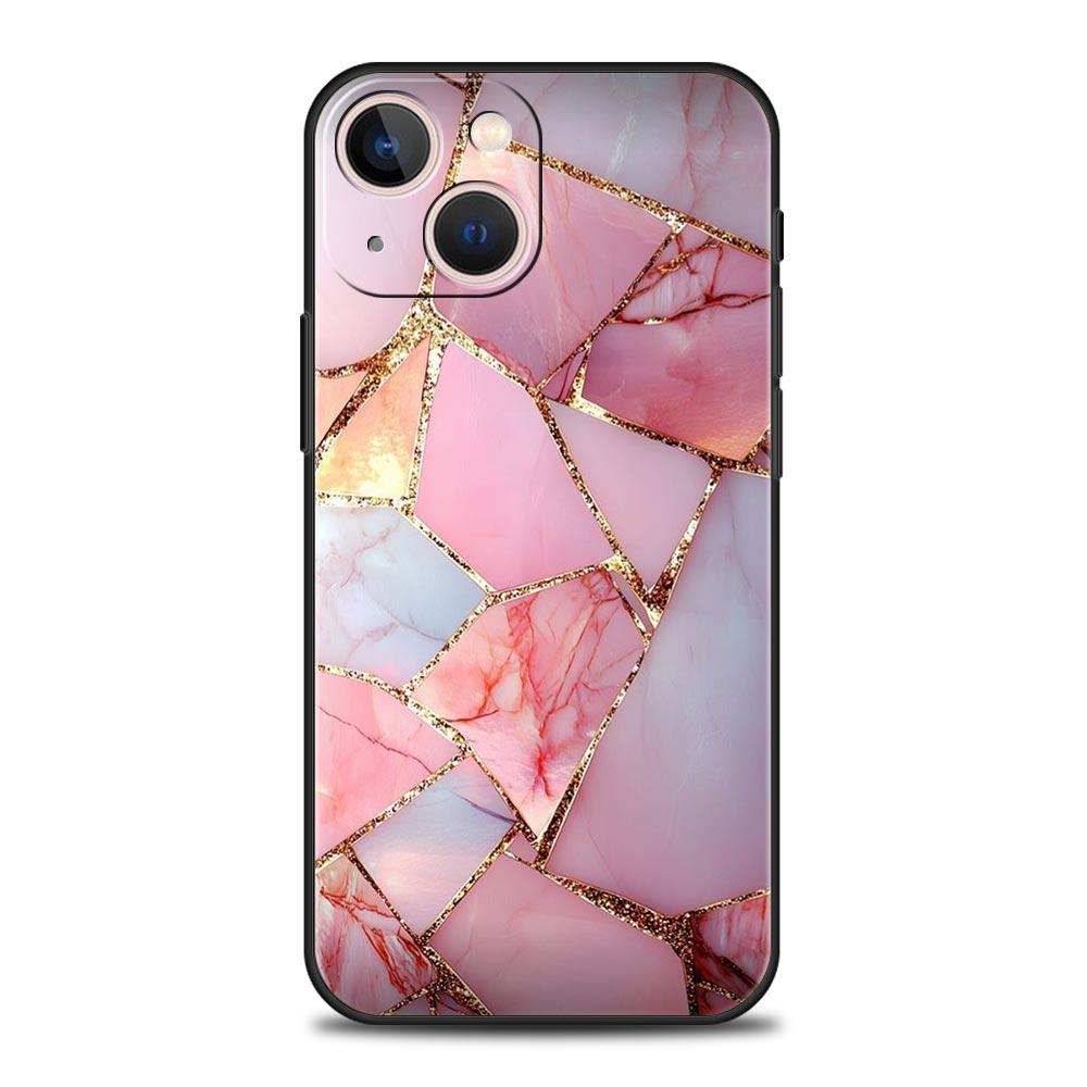 Модный Золотой Розовый Мраморный Чехол Для Телефона Для iPhone 17 16 15 Pro Max 11 12 13 14 7 8 Plus SE 2020 X XR XS Чехол Мягкий Черный