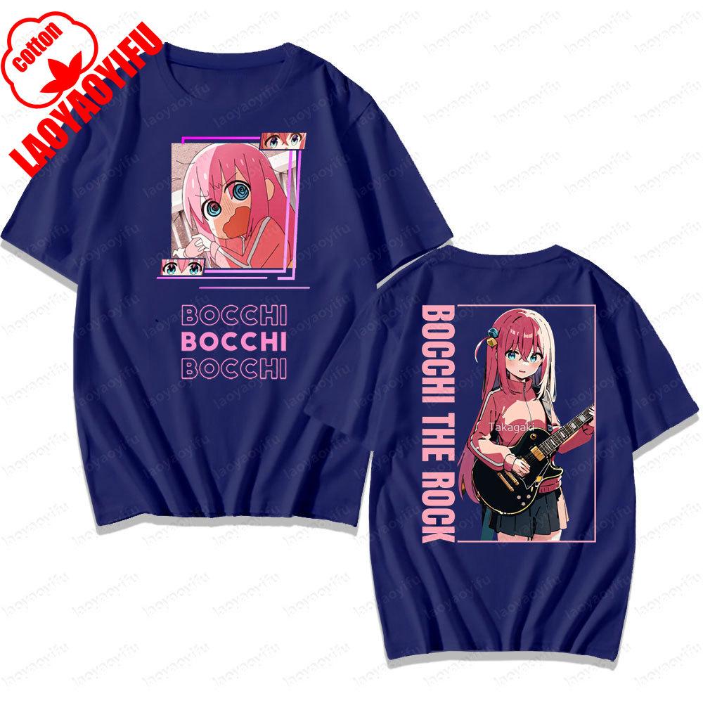 BOCCHI THE ROCK Милый Мультяшный Девушка Повседневная Жизнь Футболка Мужчины Женщины Универсальная С Круглым Вырезом Хлопок Короткий Рукав Любитель Рок-н-Ролла Футболка