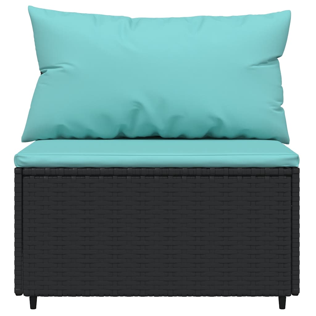 3 Piece Garden Lounge Set with Cushions Black Poly Rattan