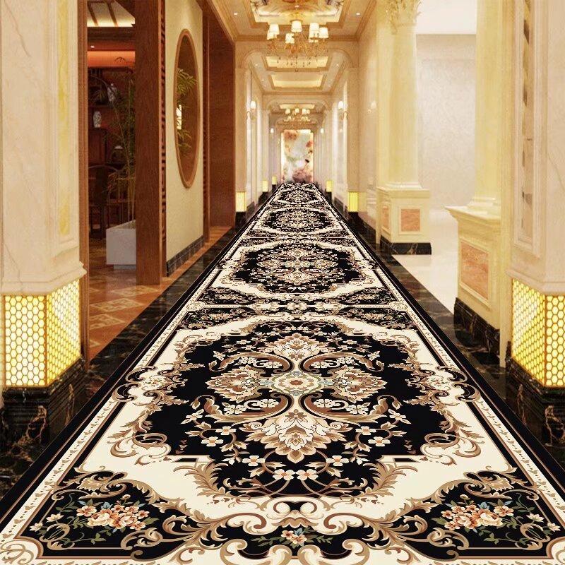 European High End Dining Hall Long Corridor Carpet Commercial Hotel Passageway Carpets Non-slip Home Lobby Carpet Runner Custom