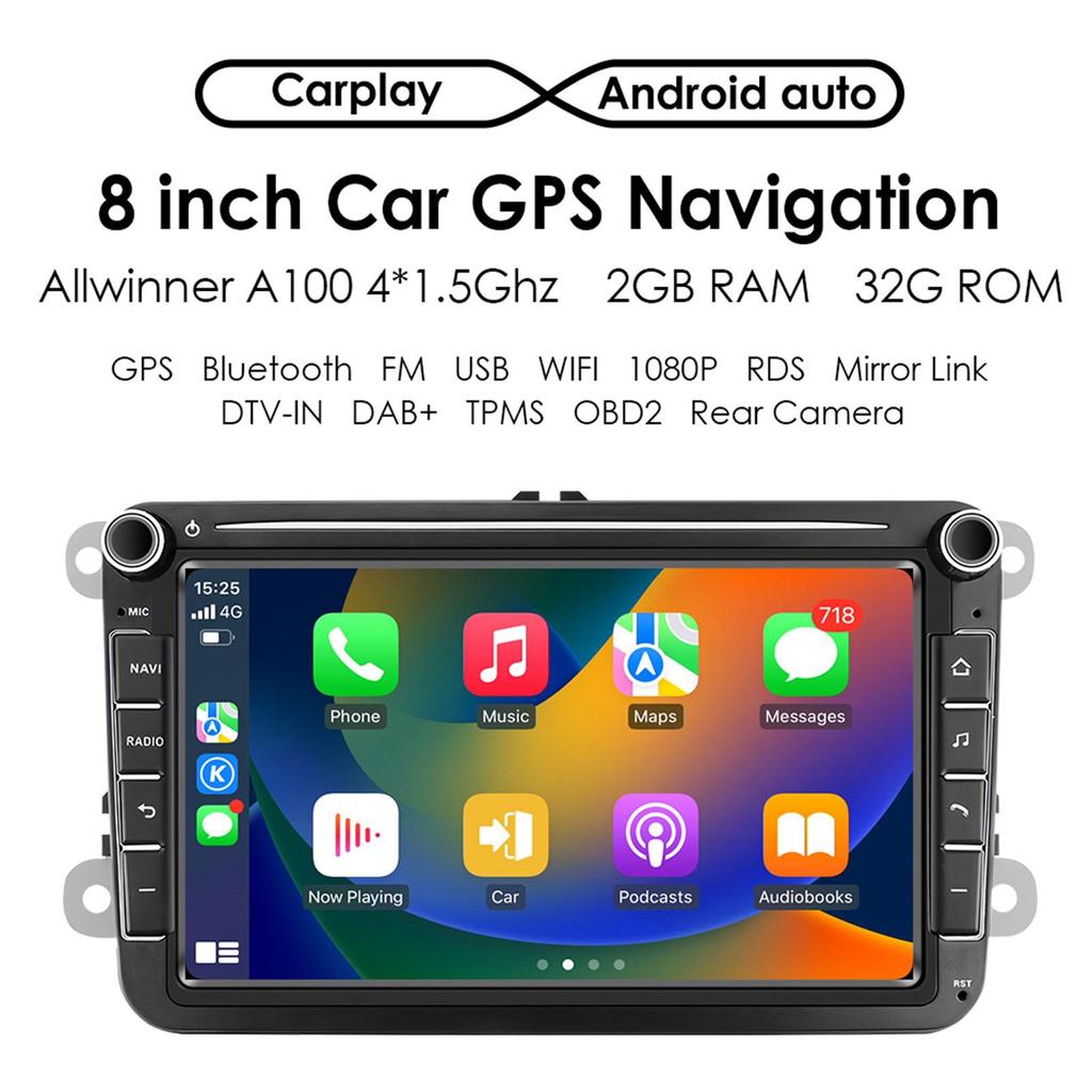 Hizpo 8" 2 Din Multimedia Player for Volkswagen Golf 5 Transporter VW Passat B6 Polo Jetta Skoda Seat Android 13 Intelligent Carplay Car Radio GPS