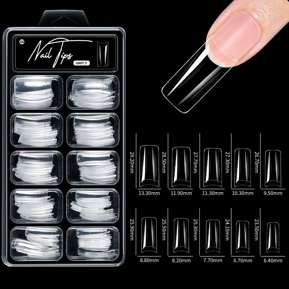 100 шт. Акриловые накладные ногти Миндаль Квадрат Предварительно запиленные Накладные ногти Нейл-арт Наращивание