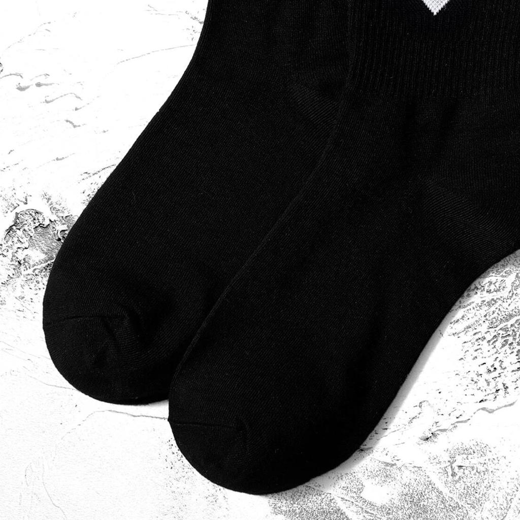 3/5/10/20 Pairs Women's Crew Socks Black Socks, Heart and Stripes, Comfortable, Breathable, Moisture-Wicking