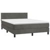 3141186 vidaXL Lit à sommier tapissier et matelas Gris foncé 140x200cm Velours