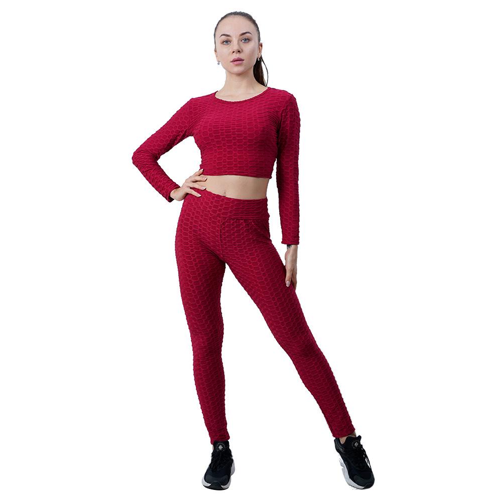 Европейский и американский женский комплект для йоги: Фитнес-одежда с высокой талией, с эффектом пуш-ап для ягодиц, персикового цвета