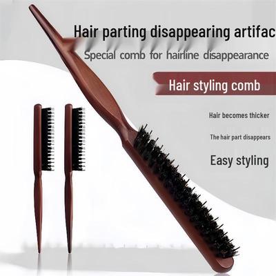 Расческа с длинной ручкой и щетиной кабана для укладки пучков и начеса