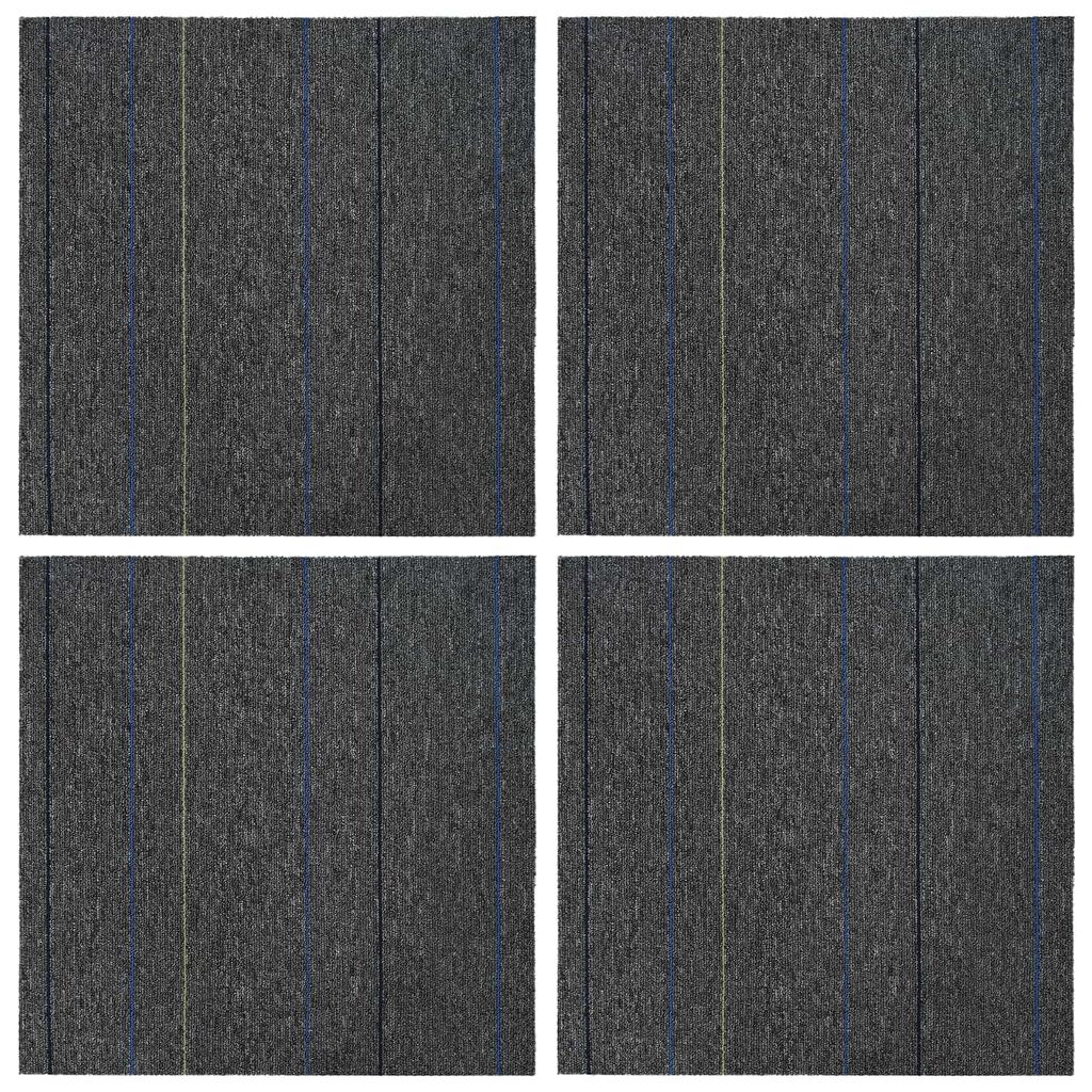 Modular Carpet Tile in Medium Grey with Stripes 50 x 50 cm 4 pcs